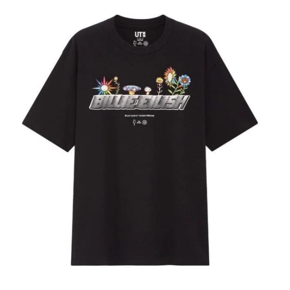 NWT Uniqlo Black Billie Eilish Flowers Tee XL